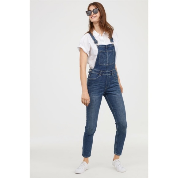 H&M Denim - H&M Denim Bib Skinny Dark Wash Blue Jean Overalls